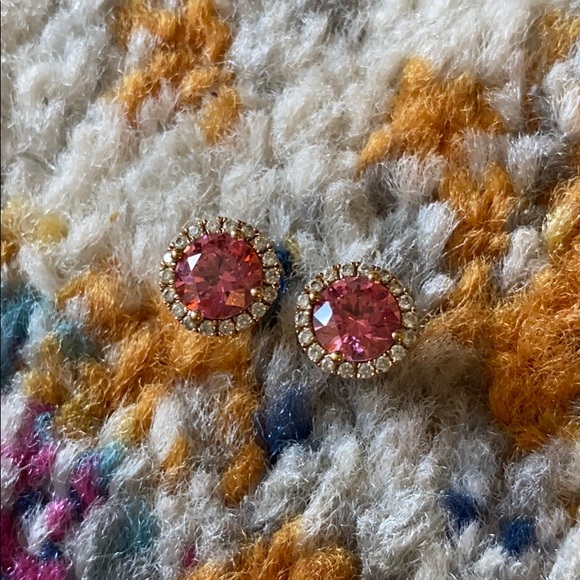 14K Gold Pink Swarovski Cubic Zirconia Earring - Picture 11 of 11